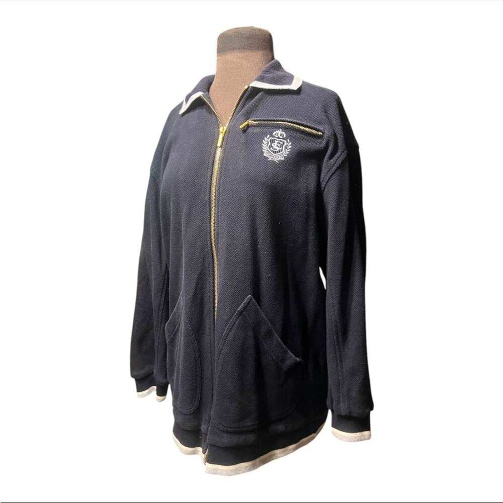 Escada Sport Relaxed Textured Preppy Crested Old Money Country Club Zip Jacket M